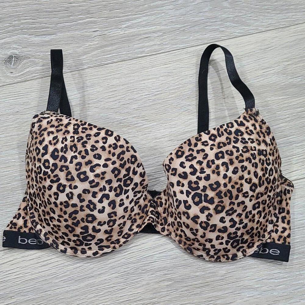 Bebe Bra Size 38D Leopard Print Logo